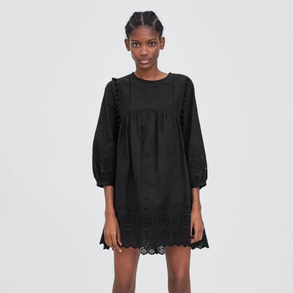 ZARA XS ROMANTIC JUMPSUIT DRESS Black